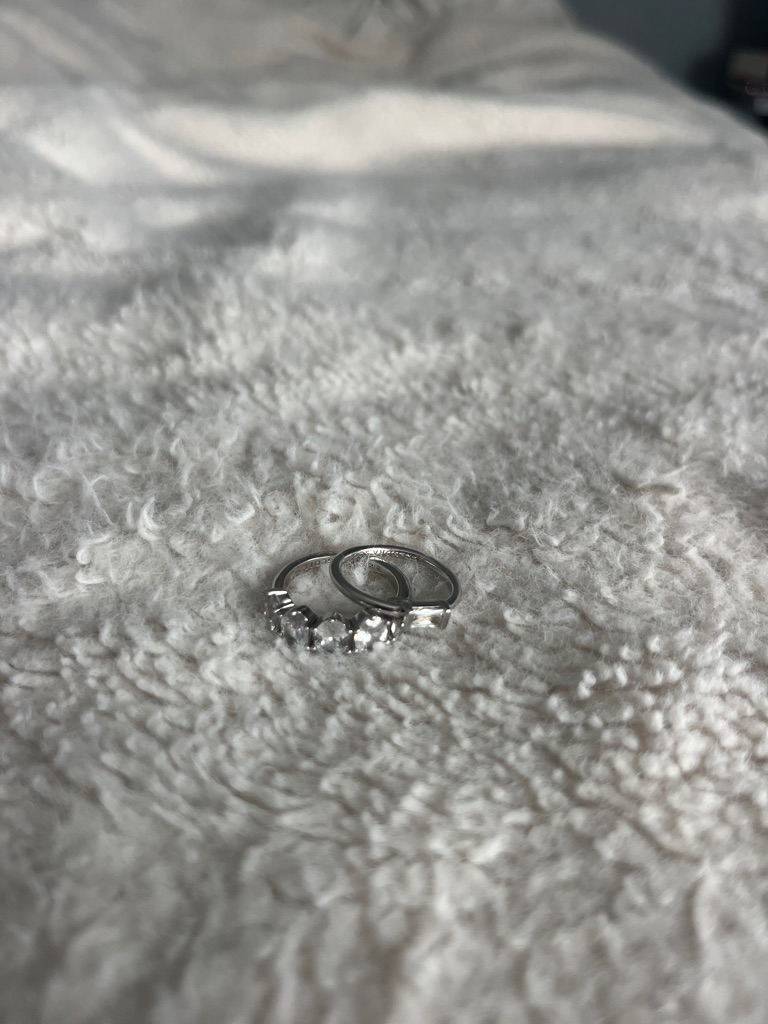 Cailin Silver Crystal + Juliette Silver Band Ring In White Cz